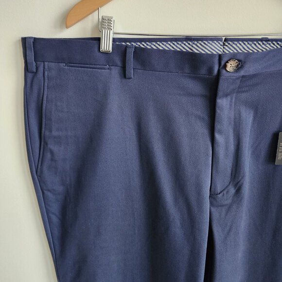 46x32 Blue Chinos Jos A Bank Cotton Reserve Pants New Flat Front Nwt Navy Khakis - Picture 9 of 17